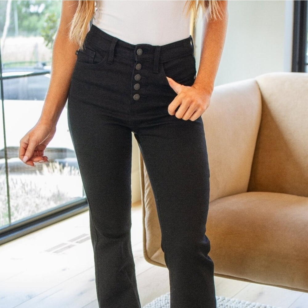 Judy Blues High Rise Button Fly Black Jeans